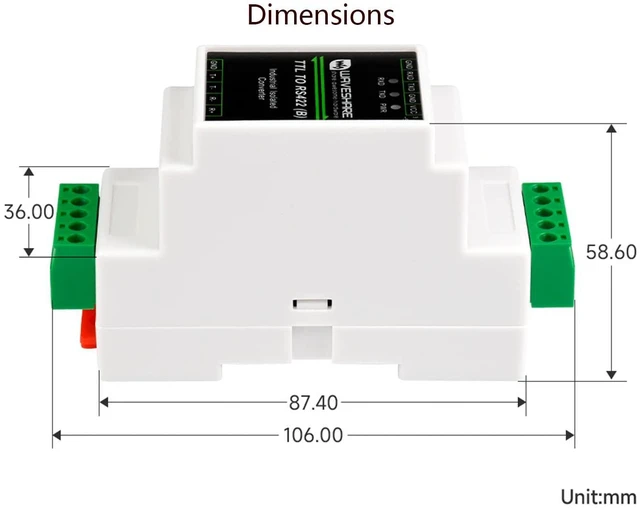 Alt view image 6 of 7 - Galvanic Isolated Rail-Mount TTL to RS422 Converter Adapter, Anti-Surge, Power S