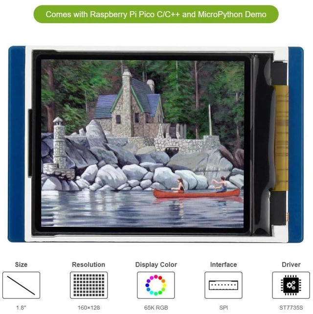 Alt view image 4 of 7 - 1.8inch LCD Display Module for Raspberry Pi Pico, 160×128 Resolution TFT Screen