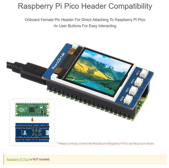 Alt view image 5 of 7 - for Raspberry Pi Pico,1.44inch LCD Display Module, 128×128 Resolution TFT Displa