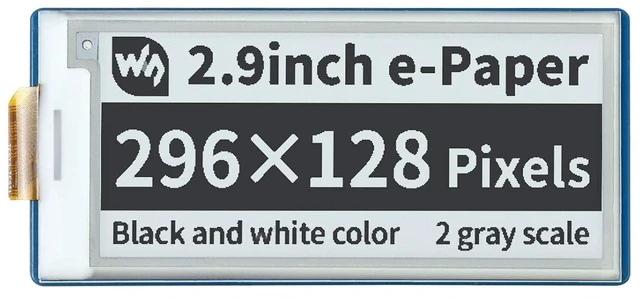 Main image of for Raspberry Pi Pico, 2.9" E-Paper Display Module 296×128 Pixel Black/White Two