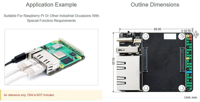 Alt view image 4 of 7 - for Raspberry Pi Compute Module 4, Mini Dual Gigabit Ethernet Base Board Onboard