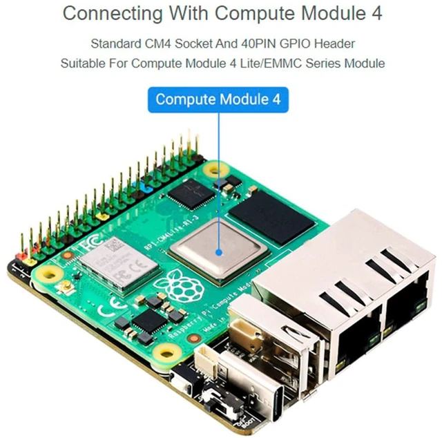 Alt view image 3 of 7 - for Raspberry Pi Compute Module 4, Mini Dual Gigabit Ethernet Base Board Onboard