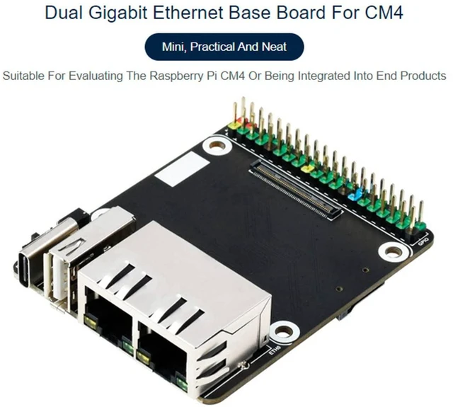 Alt view image 2 of 7 - for Raspberry Pi Compute Module 4, Mini Dual Gigabit Ethernet Base Board Onboard