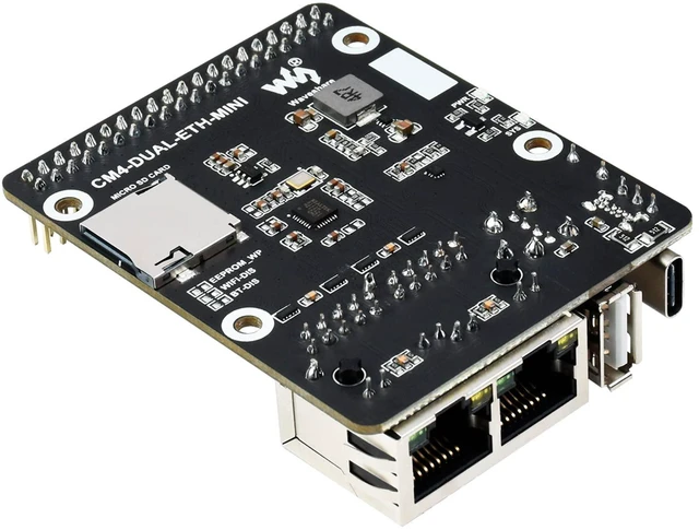 Alt view image 7 of 7 - for Raspberry Pi Compute Module 4, Mini Dual Gigabit Ethernet Base Board Onboard