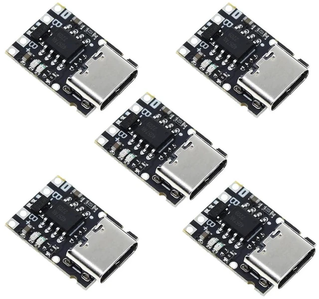 Main image of 5pcs TP4057 1A 3.7V Lithium Battery Charging Board with Protection Type-C USB C