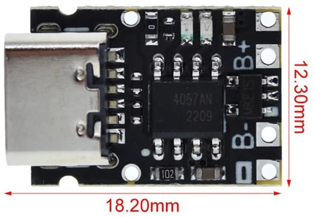 Alt view image 4 of 6 - 5pcs TP4057 1A 3.7V Lithium Battery Charging Board with Protection Type-C USB C