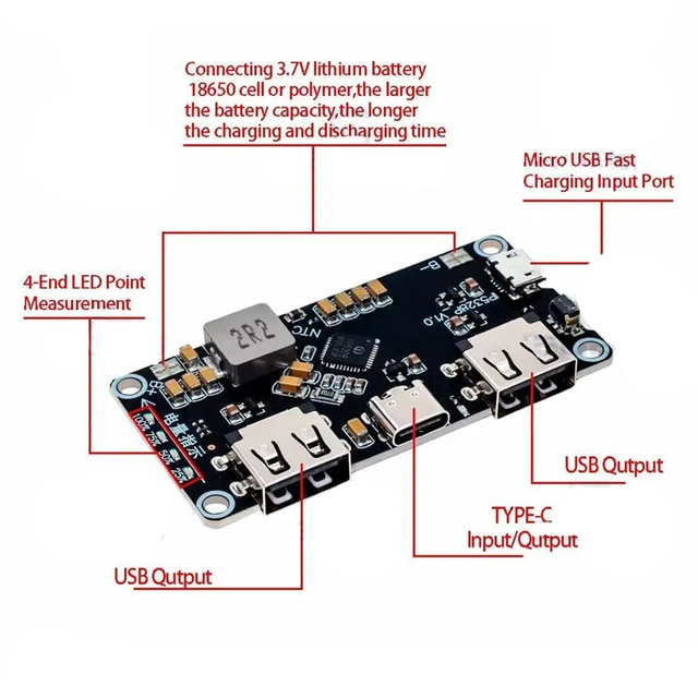 Alt view image 6 of 7 - 2pcs IP5328P Dual USB Battery Fast Charge Module Bi-Directional 18W Fast Chargin