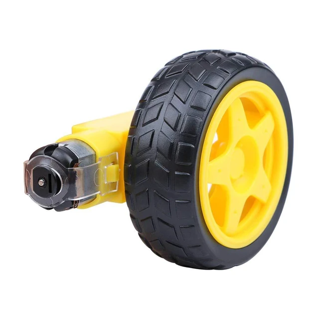 Alt view image 2 of 4 - 2pcs Smart Car Robot Plastic Tire Wheel with DC 3-6V Gear Motor for Robot 65 * 2