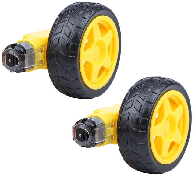 Main image of 2pcs Smart Car Robot Plastic Tire Wheel with DC 3-6V Gear Motor for Robot 65 * 2