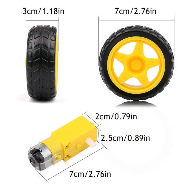 Alt view image 3 of 4 - 2pcs Smart Car Robot Plastic Tire Wheel with DC 3-6V Gear Motor for Robot 65 * 2