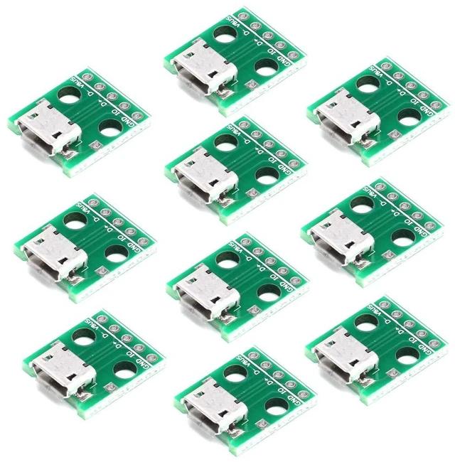 Main image of 10pcs Micro USB to DIP Adapter 5pin Female Connector B Type PCB Converter pinboa