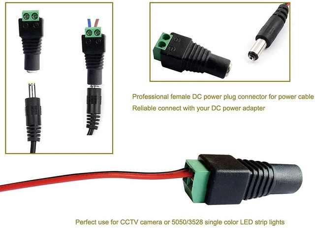 Alt view image 7 of 7 - 10Pair Male Female 5.5 X 2.1mm DC Power Plug CCTV 12V Power Terminal Connector