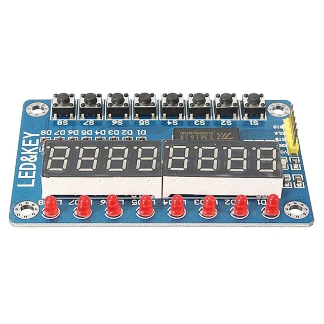 Alt view image 2 of 7 - TM1638 8 Bits Digital LED Tube Display Module with 8 LEDs 8 Button Keys for AVR