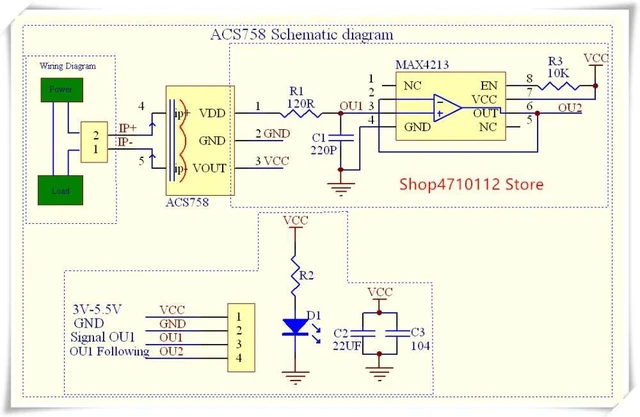 Alt view image 5 of 6 - ACS758 ACS758LCB-050B-PFF-T 50A Linear Current Sensor ACS758LCB Current Module 1