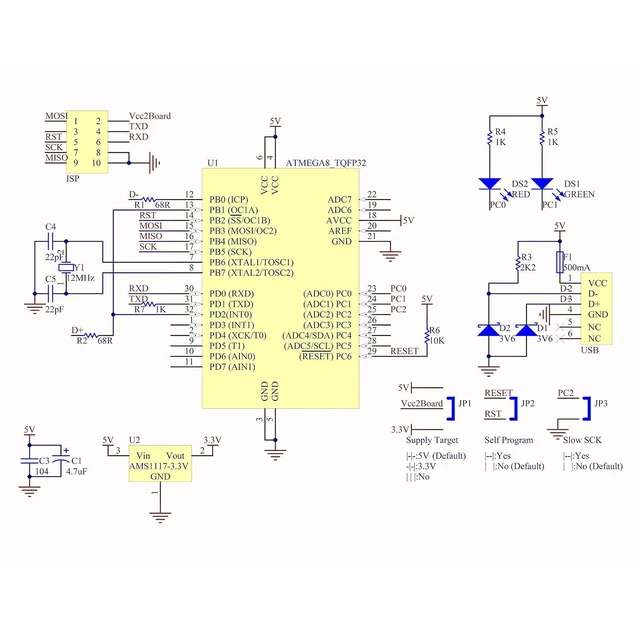 Alt view image 5 of 6 - 51 AVR ATMEGA8 Programmer USBasp USB ISP 10 Pin USB Programmer 3.3V/5V with Cabl