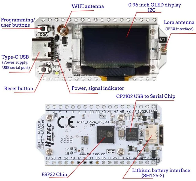 Alt view image 5 of 7 - ESP32 LoRa V3 SX1262 0.96 inch OLED Display Development Board WiFi Bluetooth Dua