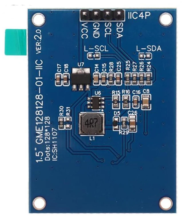 Alt view image 2 of 6 - 1.5" SH1107 128x128 OLED Display Module 1.5 Inch IIC I2C 4 Pin OLED Screen LCD D