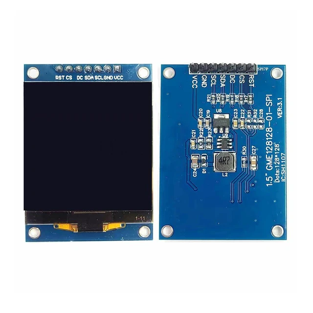 Alt view image 3 of 5 - 1.5" SH1107 128x128 OLED Display Module 1.5 Inch SPI 7 Pin OLED Screen LCD Displ