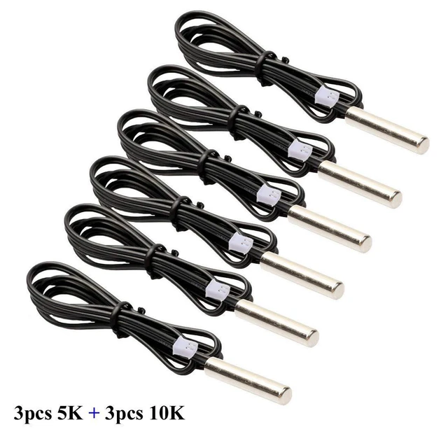 Alt view image 2 of 5 - 6pcs NTC Temperature Sensor 5K + 10K 1% NTC B3950 Waterproof Probe Thermistor Ac