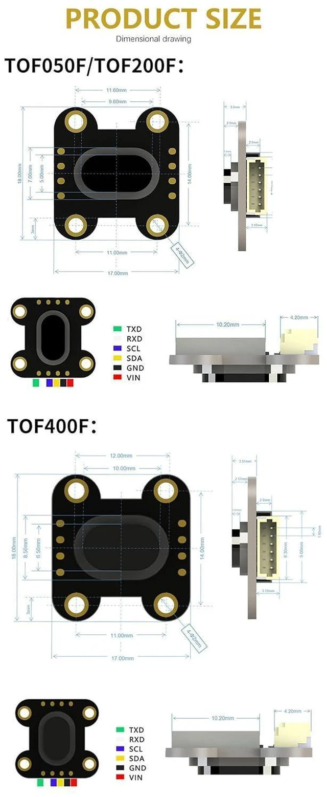 Alt view image 3 of 7 - TOF400F VL53L1 Time-of-Flight (TOF) Distance Measurement Sensor Built-in MCU Alg
