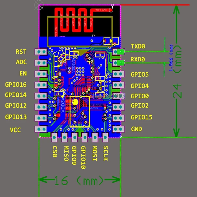 Alt view image 6 of 7 - 1pc ESP8266 ESP-12E ESP12E WiFi Wireless Transceiver Wireless WiFi Module Develo
