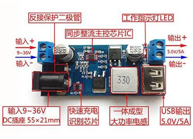 Alt view image 6 of 7 - USB Voltage Regulator, Corded Electric, 6A, 5.2V/25-30W, Synchronous Rectificati