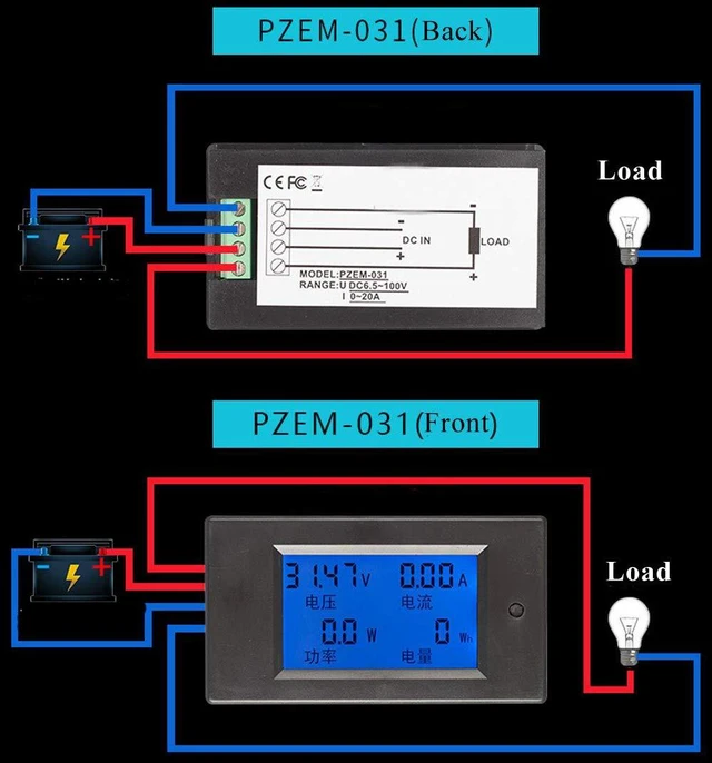 Alt view image 3 of 7 - DC 6.5-100V 0-20A LCD Display Digital Ammeter Voltmeter Multimeter Current Volta