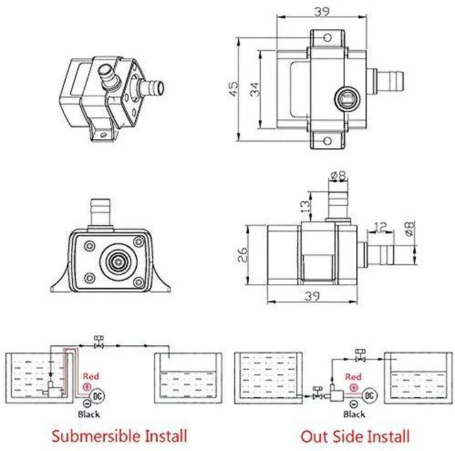 Alt view image 7 of 7 - 2pcs Water Pump 240L/H DC 12V 4.2W Micro Brushless Pump 3M Pumping Head Ultra Qu