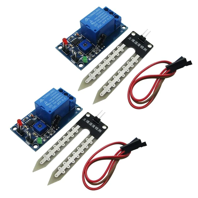 Main image of 2pcs LM393 12V Soil Moisture Relay Module Soil Moisture Sensor with Soil Moistur