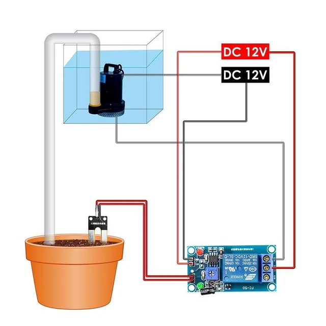 Alt view image 5 of 6 - 2pcs LM393 12V Soil Moisture Relay Module Soil Moisture Sensor with Soil Moistur