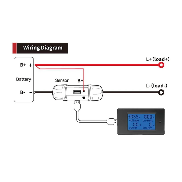 Alt view image 4 of 7 - PZEM-051 DC Digital Ammeter Voltmeter DC6.5-100V 0-100A Multi-Functional Voltage
