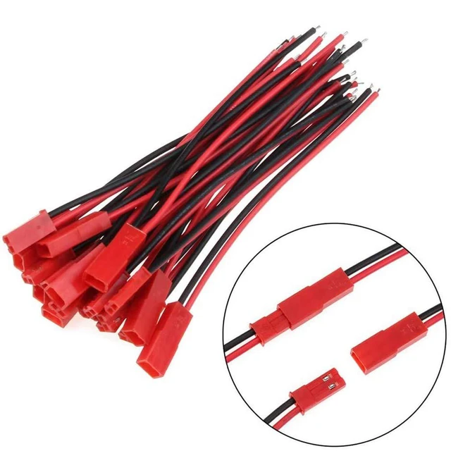 Alt view image 2 of 6 - 20 Pairs JST Connector Plug Cable 22 AWG 2 Pin Male + Female JST Connector Wire