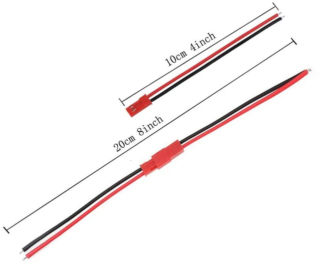 Alt view image 5 of 6 - 20 Pairs JST Connector Plug Cable 22 AWG 2 Pin Male + Female JST Connector Wire