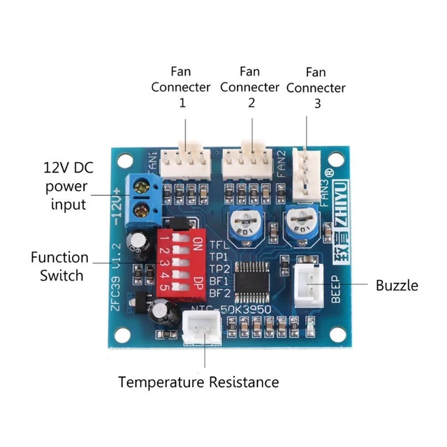 Alt view image 3 of 6 - DC 12V 5A PWM PC CPU Fan Temperature Control Speed Controller Board Speed Contro