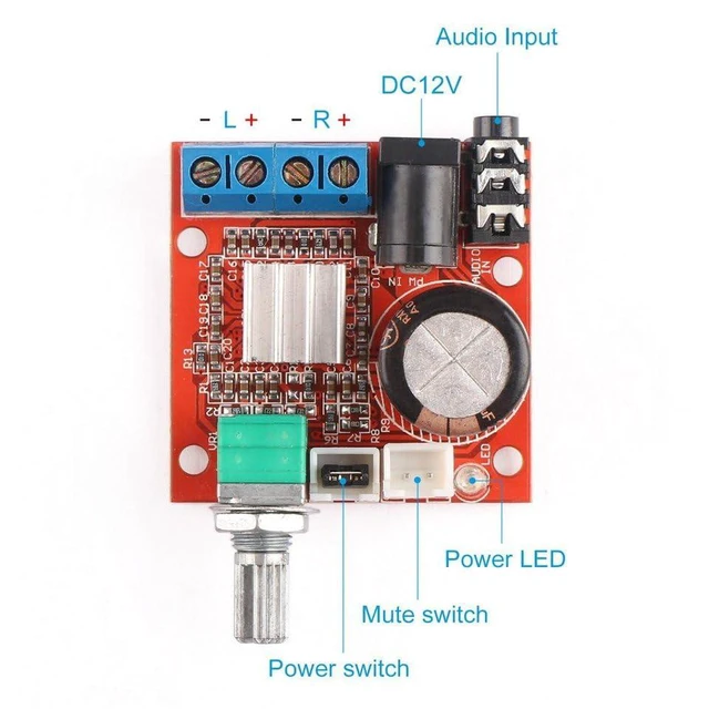Alt view image 4 of 7 - PAM8610 Mini Stereo AMP Audio Amplify Board Digital Portable Ampli Module 10W+10