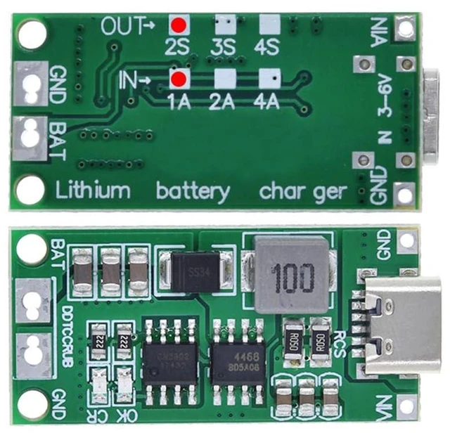 Main image of 2pcs Multi-Cell 2S 3S 4S USB-C to 8.4V 12.6V 16.8V (2S 1A) Step-Up Boost LiPo Po