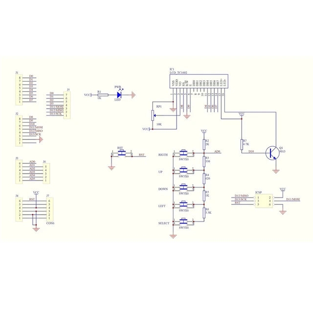 Alt view image 6 of 7 - 1602 LCD Keypad Shield 1602 LCD Expansion Shield Board Blue Backlight 4.5-5.5V f
