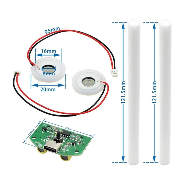 Alt view image 5 of 7 - Air Humidifier DIY Kit Double Nozzle USB-C Type-C USB Moisture Spray Mist Maker