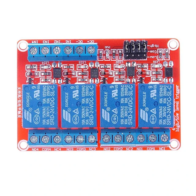 Alt view image 4 of 6 - 4 Channel 24V Relay Module with OPTO-Isolated Support High and Low Level Trigger