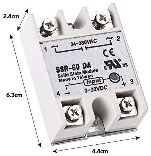 Alt view image 2 of 6 - 2pcs SSR-60DA Solid State Relay Single Phase Semi-Conductor Relay Input 3-32V DC