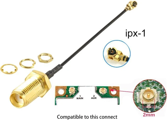 Alt view image 2 of 6 - 5pcs U.FL-1 to SMA Female Pigtail Antenna Wi-Fi Coaxial Low Loss Cable 6 inch (1