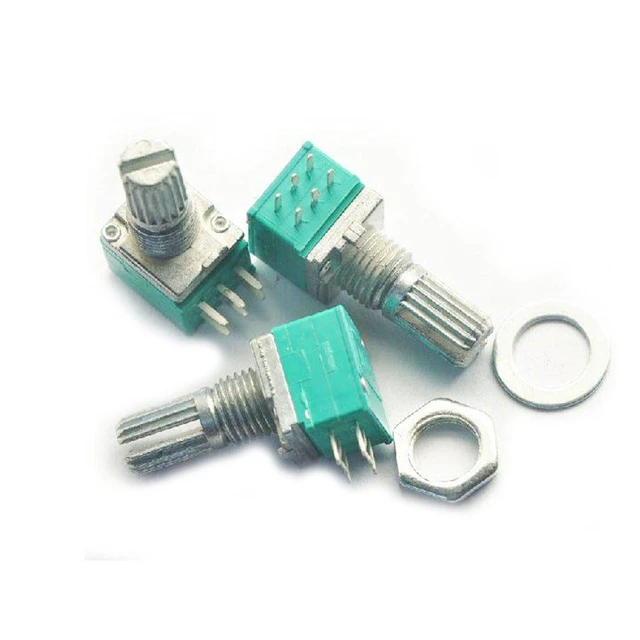 Alt view image 2 of 3 - 10pcs Double-Joint 6 Pin 09 B50K Potentiometer for Audio Amp with Nut