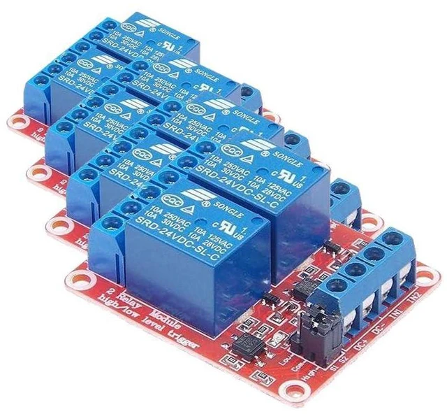 Main image of 2pcs DC 24V 2 Channel Relay Module with Isolated Optocoupler High and Low Level