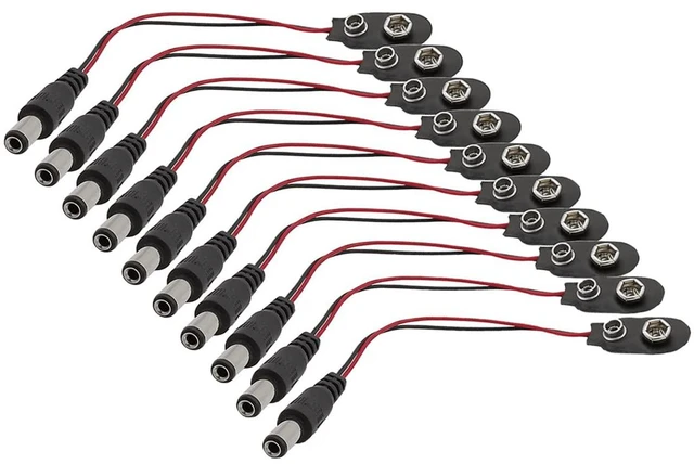 Main image of 10pcs 9V Battery Clips 9 Volt I-Type Snap-on Leather Battery Buckle Connector wi