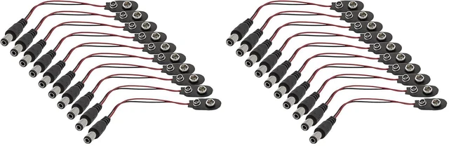 Main image of 10pcs 9V Battery Clips 9 Volt I-Type Snap-on Leather Battery Buckle Connector wi