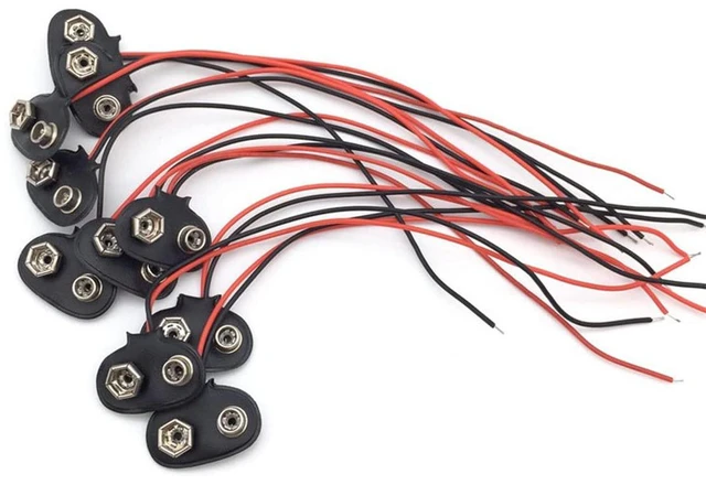 Main image of 10pcs 9V Battery Clips 9 Volt T-Type Snap-on Battery Buckle Leather Snap on Batt