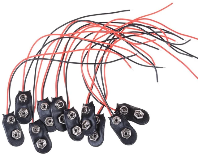 Alt view image 3 of 7 - 10pcs 9V Battery Clips 9 Volt I-Type Snap-on Battery Buckle Leather Snap on Batt