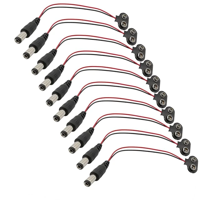 Main image of 10pcs 9V Battery Clips 9 Volt T-Type Snap-on Leather Battery Buckle Connector wi