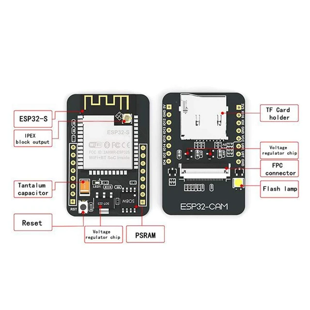 Alt view image 4 of 7 - 2pcs ESP32-CAM Camera Module ESP32-S OV2640 2MP Camera Development Board + Micro