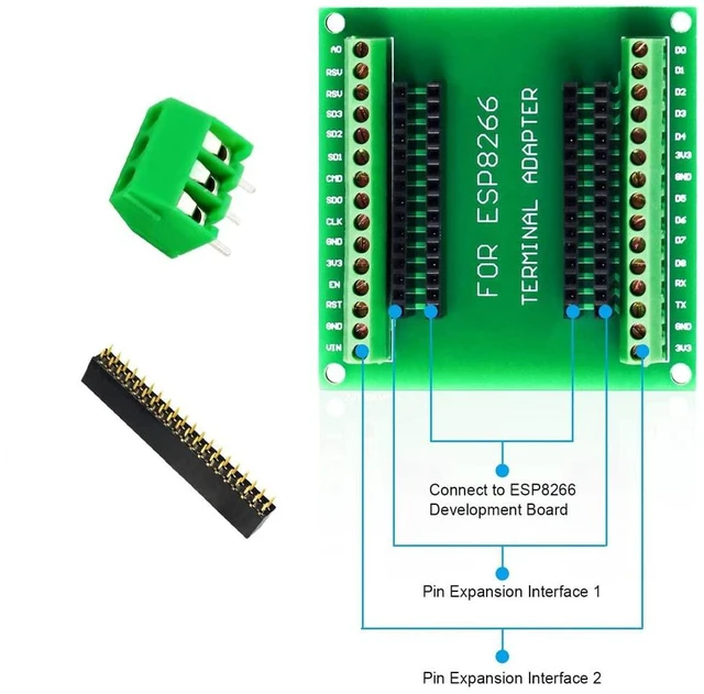 Alt view image 3 of 5 - 3pcs NodeMCU GPIO Board ESP8266 NodeMCU Pin Out IO Out 1 into 2 for ESP8266 ESP-